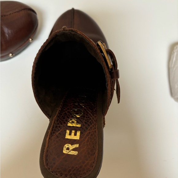 REPORT Brown Leather Laurent clog platform buckle - Picture 7 of 14
